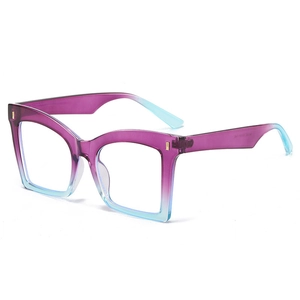 Retro butterfly blue light glasses with purple and light blue gradient transparent frames