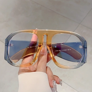 Lunettes Anti-Lumière Bleue Surdimensionnées Mode Monture en PC Dégradé Lunettes pour Femmes Street Style Miroir Plat