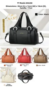 Detailed size guide for the leather bowling bag showing dimensions and color options