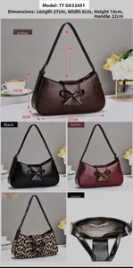 Detailed size specifications for women bowknot shoulder bag measuring 27x6x14cm with strap