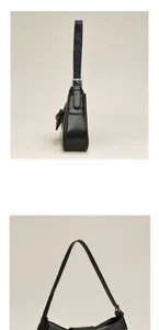 Side and top views of a black leopard-print shoulder bag with glossy leather texture