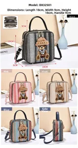 Detailed size guide of fashion bear crossbody bag with 18x9x18cm dimension chart