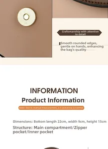 Détail de la boucle magnétique en métal et de la finition des bords du sac marron