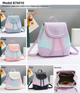 Detail view of mini floral backpack internal compartments and size 23x13x23cm