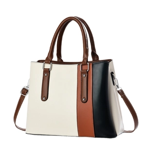 Schicke Trikolore-Handtasche mit viel Stauraum, Doppelgriffen und verstellbarem Gurt