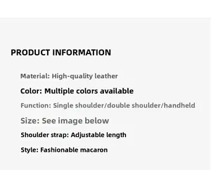 Detail specifications for mini fashion backpack made of premium leather and candy colors