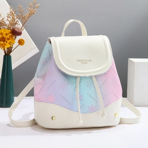 Mini macaron gradient backpack with floral patterns and polished gold-tone metal studs