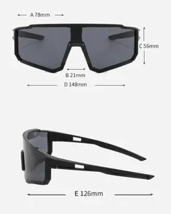 Tableau des tailles pour lunettes de vélo montrant la largeur et les branches