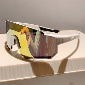 Lunettes de soleil de sport blanches avec verres miroirs colorés pour le cyclisme