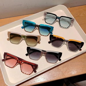 Set of six colorful large square oversized sunglasses in assorted candy colors for women