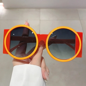 Oversized Round Sunglasses Retro Contrast Color PC Frame UV400 Protection Geometric Fashion Unisex Eyewear