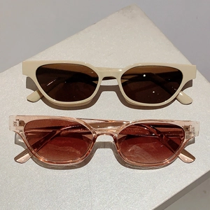 Classic cat eye sunglasses for women with cream and transparent pink frames