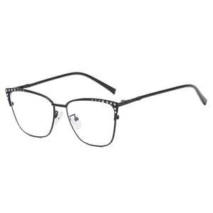 Lunettes œil de chat noires avec strass brillants et verres anti-lumière bleue