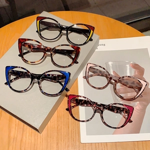 Chic cat eye blue light blocking glasses in leopard print and varied colors for women