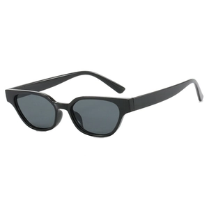 Classic black cat-eye sunglasses with retro small oval frames and UV protection lenses