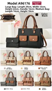 Détails du grand sac cabas pour femme en cuir grainé avec dimensions de 29x13x22cm