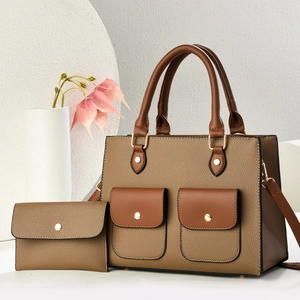 Sac À Main Et Portefeuille Pour Femme En Cuir PU Grainé Grande Capacité Sac À Bandoulière Rétro Mode Quotidien