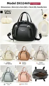 Detailed size chart for multi-color lychee texture handbag 20x8x16cm with metal hardware