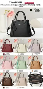 Detailed size specifications for women's crossbody bag with nine color options and dimensions