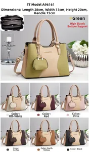 Internal three-compartment structure of woven texture PU shoulder bag with mini charm