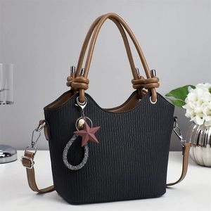 Sac Seau Femme Mode En Cuir PU Plissé Avec Poignée Nouée Et Charme D'Étoile Sac À Main Bandoulière Décontracté