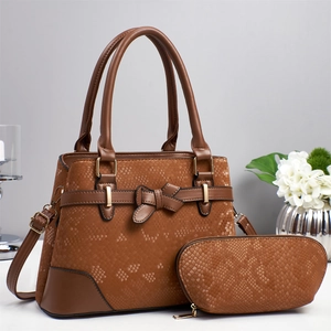 Snake Print PU Leather Tote Bag And Pouch Handbag Crossbody Shoulder Fashion Elegant Women Office Daily