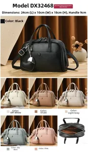 Vue des compartiments internes et diverses couleurs du sac à main en cuir
