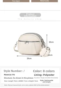 Detail view of the multi-layer zipper compartments and texture on the off-white crossbody bag
