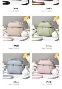Detail view of mini crossbody bags in various colors featuring premium litchi texture