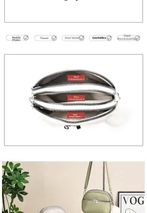 Internal structure of triple-zipper crossbody bag showing spacious compartments