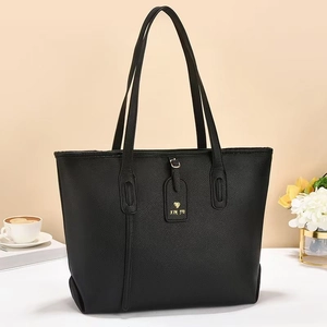 Große schwarze Tote Bag aus Leder mit Kieselstruktur und zwei Tragegriffen für Damen