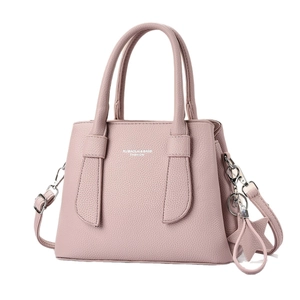 Minimalist dusty rose PU leather tote bag with large capacity and star charm detail