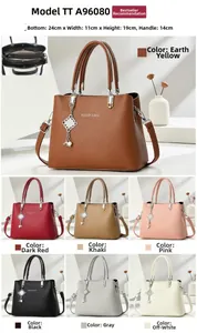 Detail view of large capacity crossbody tote bag with lychee texture and interior pockets