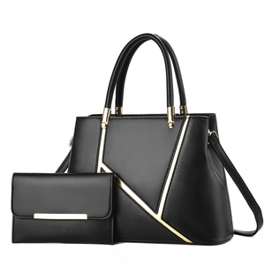Sac À Main Pour Femmes Et Portefeuille Long En Cuir PU Décoration Métallique En V Sac Fourre-Tout Avec Bandoulière
