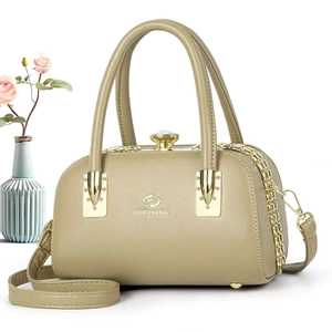 Sac À Main Boston Femme Cuir PU Fermoir Cristal Strass Sac Bandoulière Élégant Mode Quotidien Décontracté