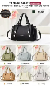 Detailed size specifications for lychee pattern leather tote bag with diverse color options