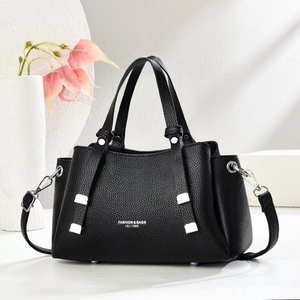 Women Handbag Litchi Pattern PU Leather Top Handle Tote Bag Detachable Shoulder Strap Vintage Retro Fashion Crossbody Bag