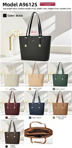 Detailed dimension chart for large capacity tote bags showing eight color options