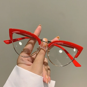 Montures De Lunettes Yeux De Chat Vintage Métal Acétate Anti Lumière Bleue Mode Rétro Verres Clairs Pour Femmes