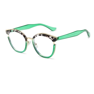 Lunettes anti-lumière bleue TR90 œil de chat avec monture verte et écaille de tortue