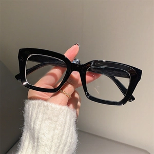Classic black square frame glasses with rivet detail for a modern fashionable look