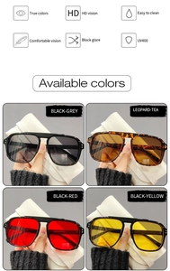 Lunettes de soleil carrées en quatre coloris avec protection UV400 et verres HD