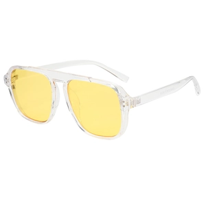 Lunettes de soleil carrées à monture transparente et verres jaunes éclatants
