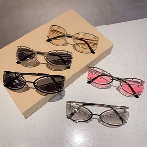 Lunettes de soleil Y2K sans monture ovale avec cristaux scintillants en cinq coloris