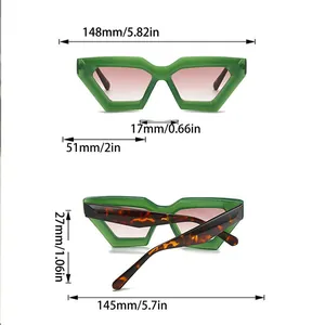Tableau des tailles détaillé pour lunettes de soleil œil de chat et monture verte