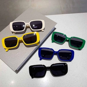 Retro square frame sunglasses in assorted colors shown from a 45-degree angle