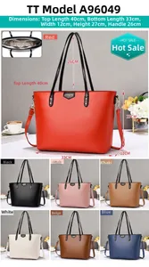 Detailed size specifications for large vintage leather tote bag showing multi-color options
