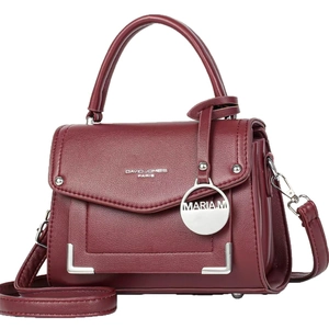 Sac à main David Jones Paris rouge foncé avec détails en métal argenté et poignée