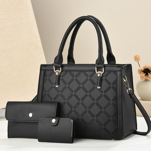 Women Handbag Crossbody Bag Long Wallet And Card Holder PU Leather Lychee Pattern Rhombus Quilted Gold Hardware Elegant Trendy