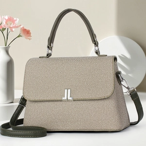 Urbane Minimalistische Damen Handtasche PU Leder Gewebte Textur Umhängetasche Mit Magnetverschluss Täglich Mode
